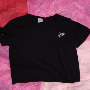 Pink Victoria secret half t-shirt.